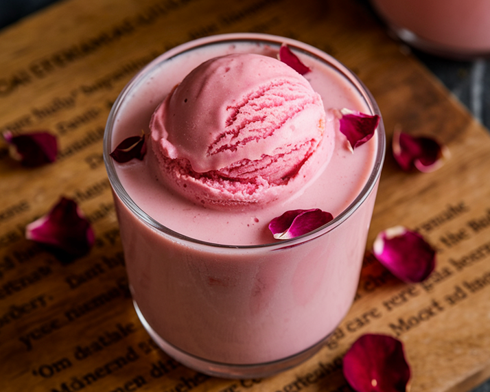 Rose Thandai with Rose Ice Cream